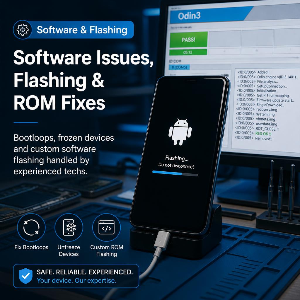 Flashing custom software on a device